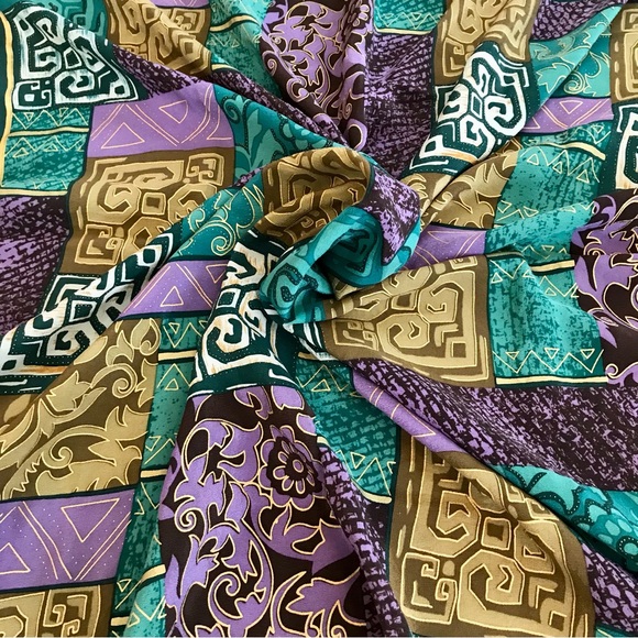 Bill Blass gorgeous silk scarf with gold embellishments. Like new. 32x35” - Picture 2 of 5